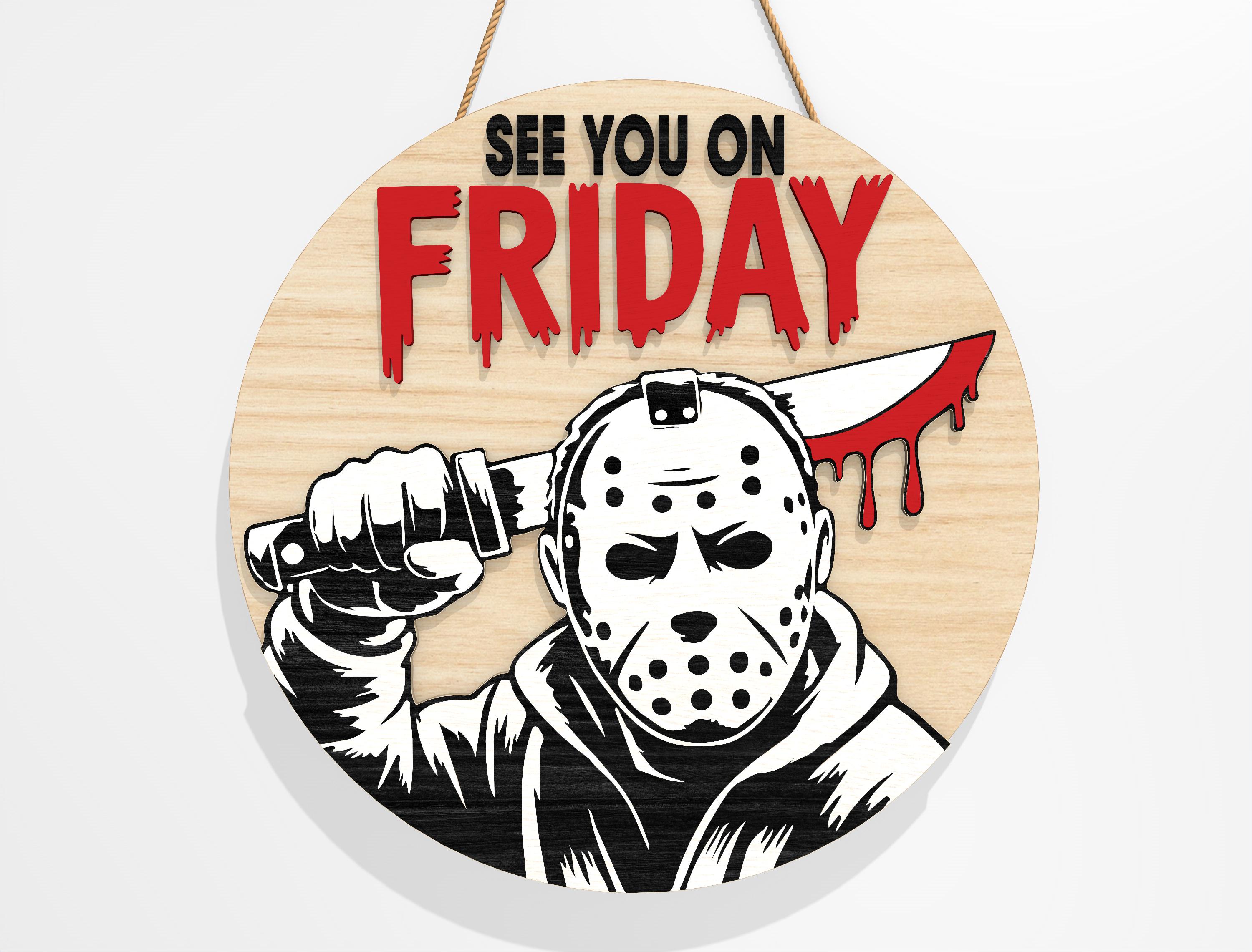 Horror Characters Door Sign Bundle Svg, Halloween Door Hanger Svg ...