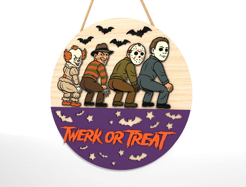 Horror Characters Door Sign Bundle Svg, Halloween Door Hanger Svg ...