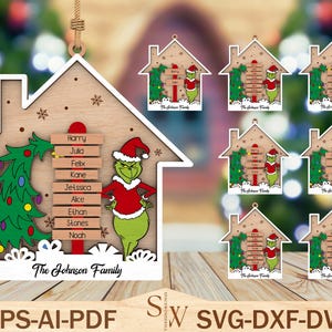 Personalisierter Ornament Schmuck, Anpassen des Namens svg, Weihnachtspol-Svg, Familiennamen-Ornament-Svg, Weihnachtsbaum-Svg, Holzhaus-Svg, Weihnachts-Svg