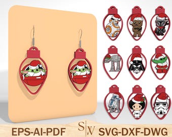 Movie Character Earrings svg, Earring Christmas svg, Movie Christmas Earring, Laser Cut File, Movie Characters, Glowforge Earring Files