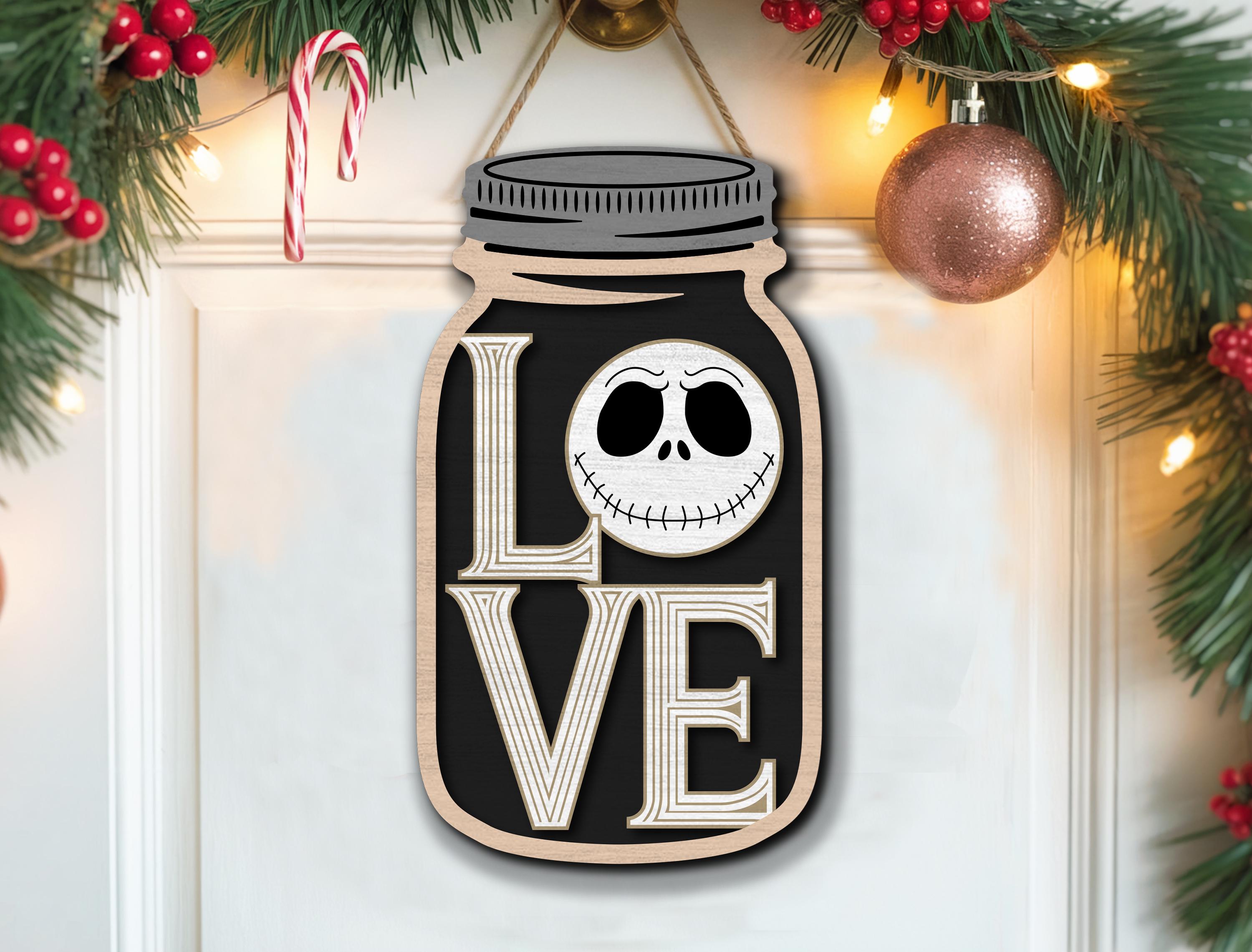 Halloween Mason Jar Sign Laser Cut File, Gothic Welcome Door Hanger SVG ...