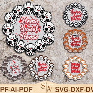 Horror Characters Door Sign Svg ,Horror Door Hanger Svg, Halloween Scary Front Svg ,Halloween Welcome Sign ,Halloween Decor ,Glowforge Files