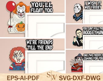 Halloween Door Corner Svg, Halloween Movie Door Corner, Movie Halloween Svg, Spooky House Svg, Halloween Movie Home Decor, Glowforge Files