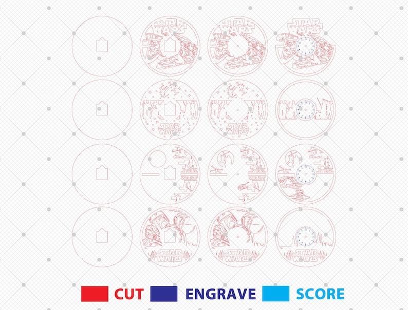 3D flerskiktad Star Wars-klocka heminredning laserskuren svg, handgjord klocka juldekoration, Starwars-klocka, Star Wars-present, 3D-klocka svg, Glowforge bild 6