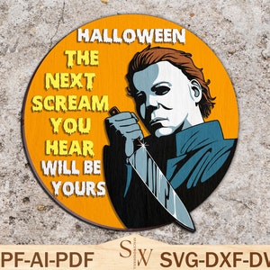 Halloween Welcome Sign Svg, Horror Door Hanger Svg, Scary Front Svg,Horror Characters Svg,Horror Door Sign ,Halloween Decor ,Glowforge Files