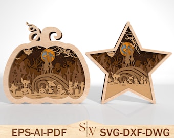 Halloween Movie Multilayers Layer Laser Cut File Svg, Halloween Characters Svg, Funny Halloween Wood Sign Svg, Glowforge File