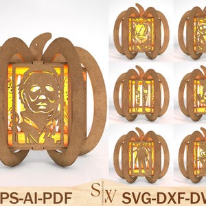 Horror Movie Lantern Svg, Halloween Character Lantern, Horror Movies Lantern, Scary Halloween Movies Lantern, laser file Glowforge