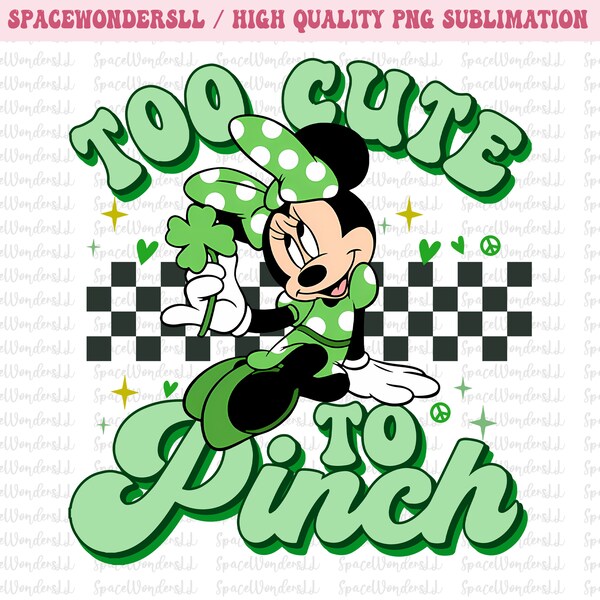 Too Cute to Pinch png, Shamrock png, Retro Patricks Mouse PNG, Retro Mouse Png, Lucky Mouse Png, St Patrick's Day png,tshirt designs