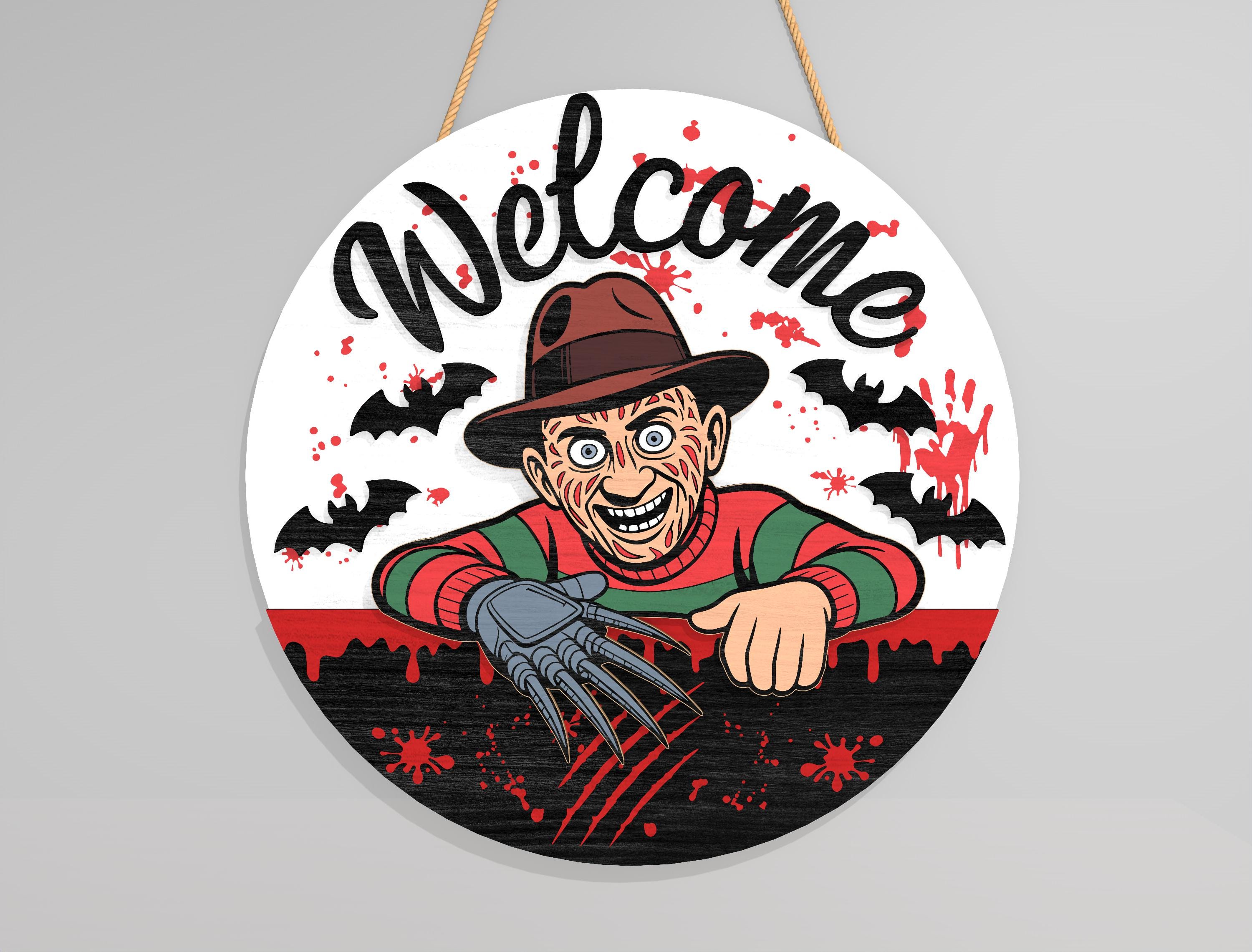 Horror Characters Door Sign Bundle Svg, Halloween Door Hanger Svg ...
