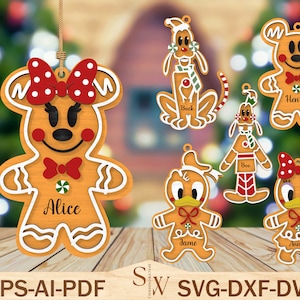 Personalisierte Weihnachtsverzierung Cutdatei-Svg, Karikatur-Lebkuchen-Verzierungs-Svg, frohe Weihnachten Verzierungs-Svg, Weihnachtsdekor, Glowforge-Dateien