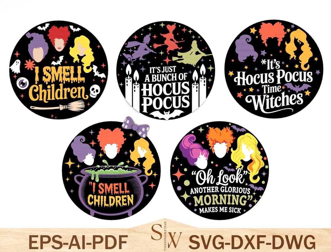 Bundle Halloween Door Sign Cut File Svg ,hocus Pocus Door Hanger Svg ...