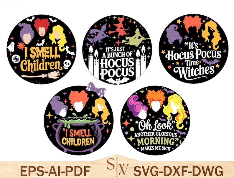 Bundle Halloween Door Sign Cut File Svg ,hocus Pocus Door Hanger Svg ...