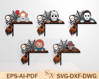 Halloween Door Corner Svg, Halloween Movie Door Corner, Movie Halloween Svg, Spooky House Svg, Halloween Movie Home Decor, Glowforge Files