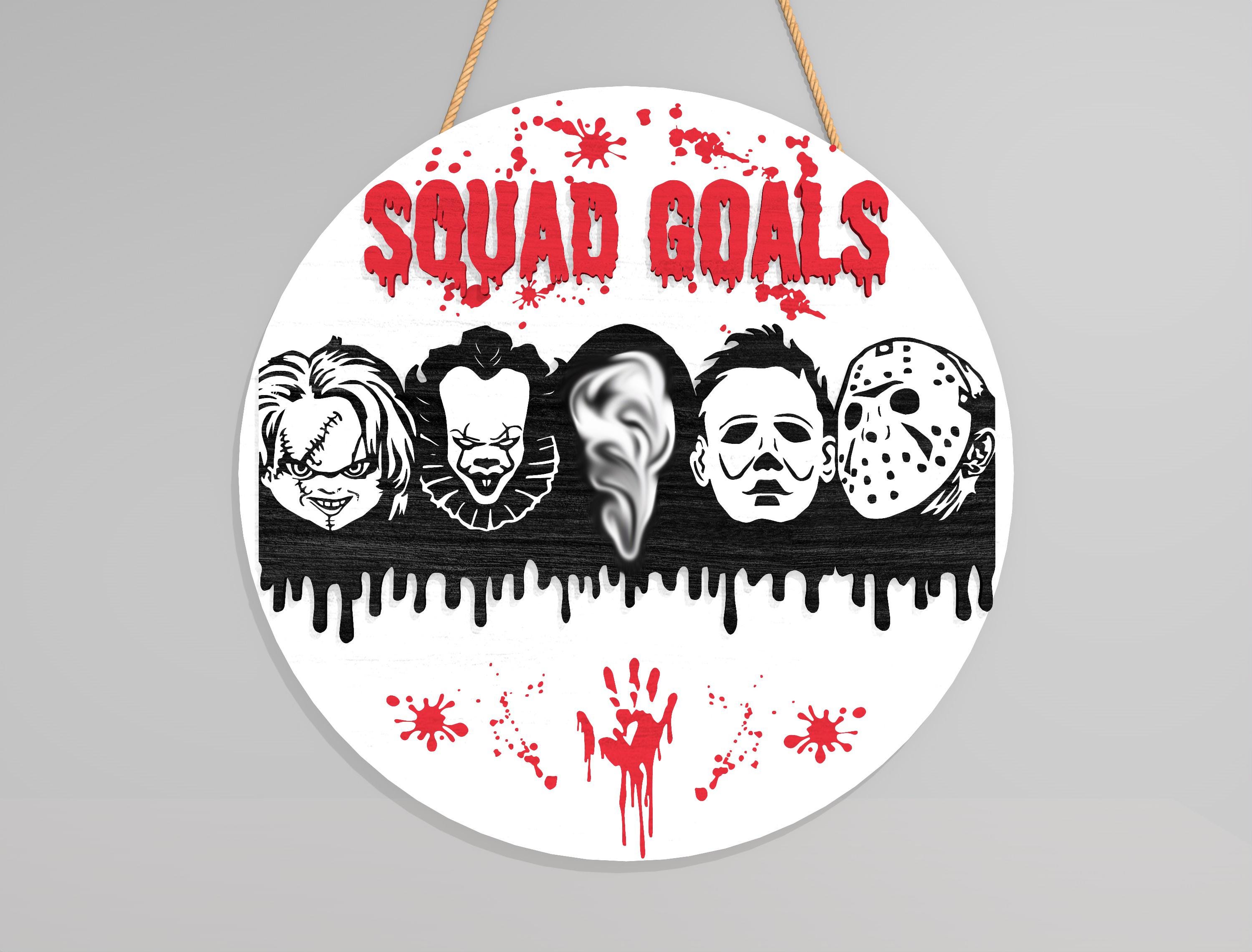 Horror Characters Door Sign Bundle Svg, Halloween Door Hanger Svg ...