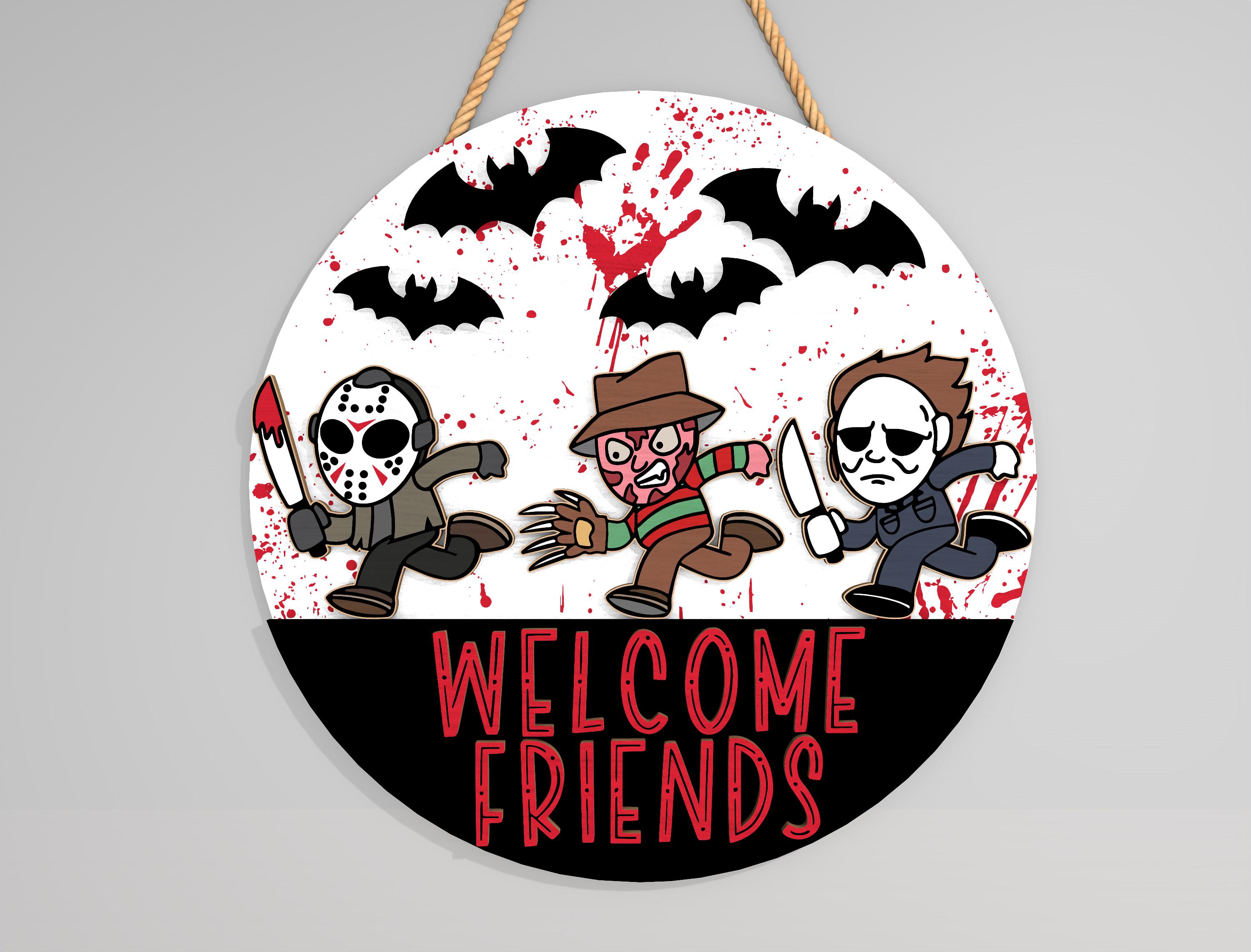 Horror Characters Door Sign Bundle Svg, Halloween Door Hanger Svg ...