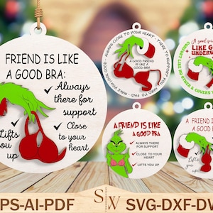 Good friend is like a good Bra, Underwear Ornament svg, Funny Friend Christmas Ornament svg,Laser cut files,Glowforge svg files