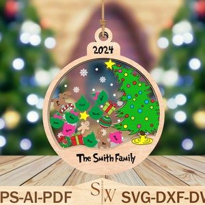 Personalized Grinchmas Ornament Cut File Svg,Christmas Tree Ornament Svg,Cartoon Christmas Ornament Svg,Christmas Decor,Glowforge Svg Files