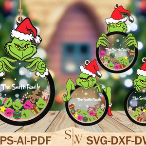 Décoration de Noël personnalisée fichier Svg coupé 4D, décoration de Noël film Svg, décoration de Noël dessin animé Svg, décoration de Noël, Glowforge Svg