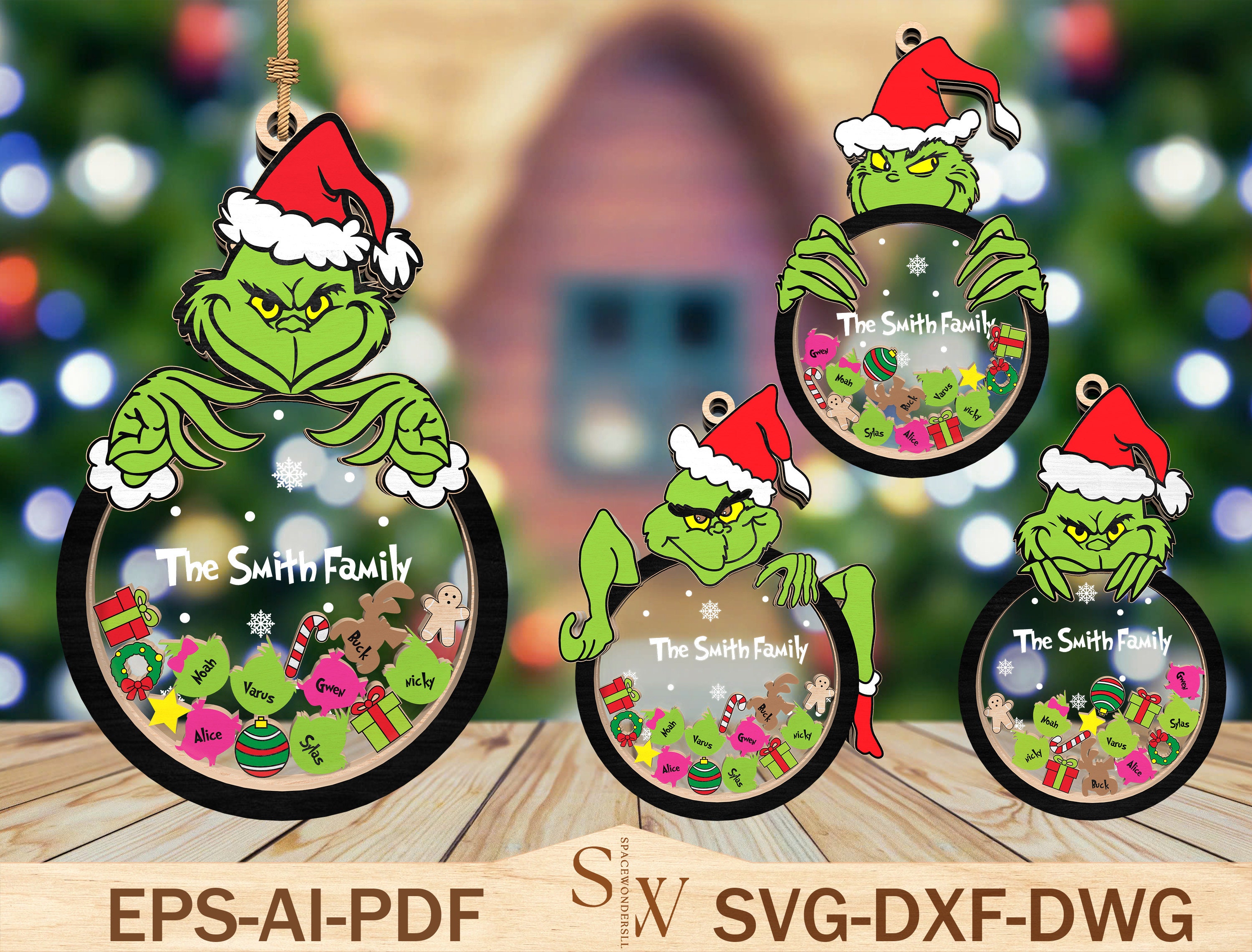 Personalized Christmas Ornament 4D Cut File Svg, Christmas Movie Ornament Svg,Cartoon Christmas Ornament Svg,Christmas Decor,Glowforge Svg