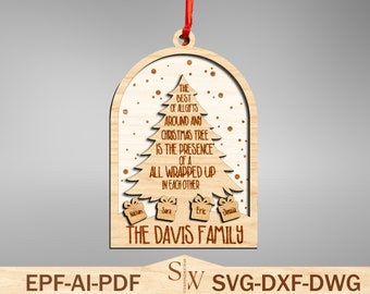 Personalized Family Christmas Ornament Laser Cut File Svg,Christmas Tree Ornament SVG,Christmas Ornament Svg,Christmas Decor ,Glowforge File