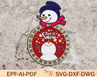 Christmas Countdown Calendar Bauble Svg,Snowman Christmas Calendar Ornament Svg,Snowman Christmas Svg,Christmas Decor Svg,Glowforge Svg File
