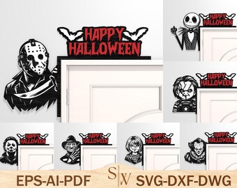 Halloween Door Corner Svg, Halloween Movie Door Corner, Movie Halloween Svg, Spooky House Svg, Halloween Movie Home Decor, Glowforge Files