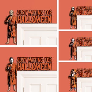 Nur warten auf Halloween-Schild SVG, lustige Halloween Türschild Laser geschnitten Datei, Horror Kaffee Wanddekor SVG Vorlage