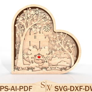 3D-mutilayer Valentijnsdag staand gesneden bestand Svg, stripfiguur Svg, Valentijn plank teken, paar muis Svg, paar cadeau, Glowforge-bestanden