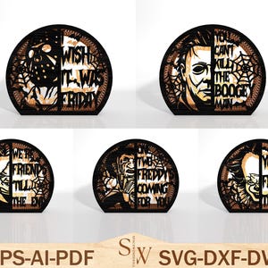 Horror Movie Killers Lantern Svg, Halloween Character Lantern, Horror Movies Lantern, Scary Halloween Movies Lantern, laser cut Glowforge