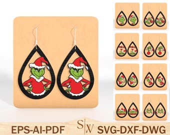 Christmas Christmas Earring Laser Cut File, Movie Character Earrings svg, Earring Christmas Svg,Movie Characters Svg,Glowforge Earring Files