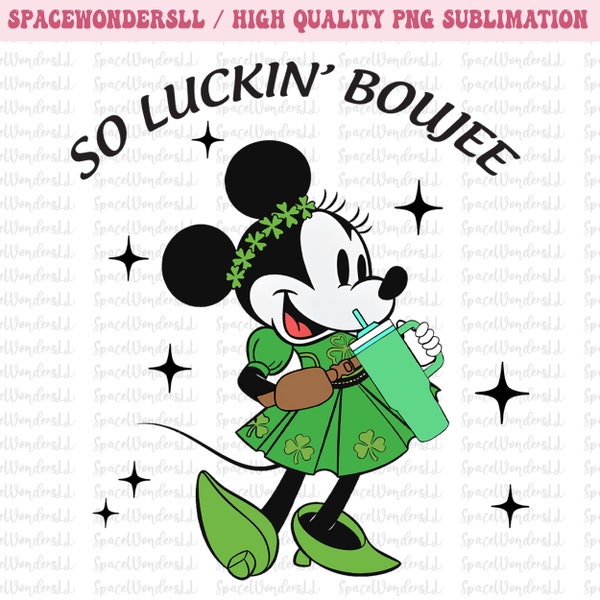 So Luckin' Boujee png, Lucky Mouse Boojee Stanley Tumbler Belt Bag Inspired Png, Lucky Shamrock png, St Patrick's Day png, tshirt designs