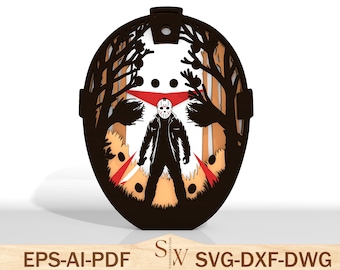 Skräckkaraktär Halloween flerskiktad laserskuren fil Svg, skräck flerskiktad svg, skräckkaraktär svg, Halloween dekoration, Halloween present