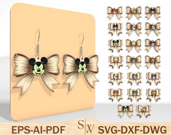 Cartoon Halloween Earrings Laser Cut Svg,Halloween Coffin Earrings Svg ,Mouse And Friends Earrings Svg, Halloween Gift, Glowforge Svg Files