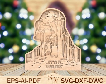 3D Multilayer Star Wars Characters SVg, Home Decor Lasercut Svg, Starwars Art Svg, Star Wars Gift, Character Silhouettes SVG, Glowforge
