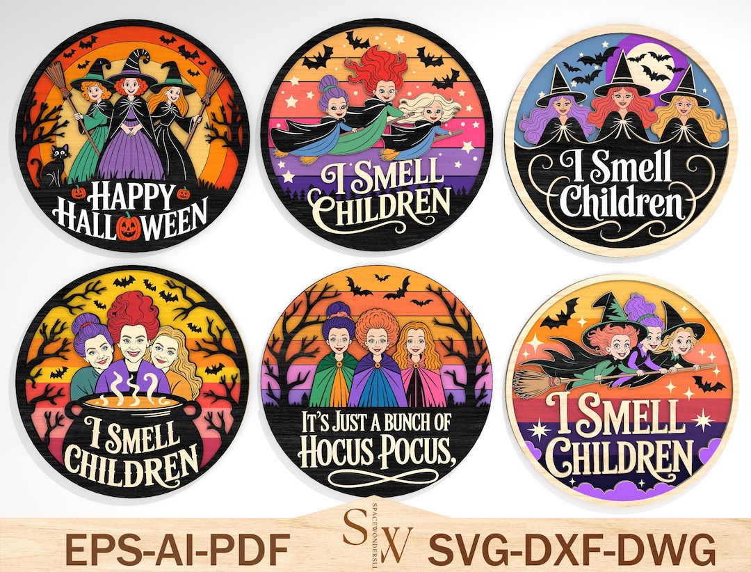 Hocus Pocus SVG Bundle, Halloween Witch Sign Laser Cut Files, Smell ...