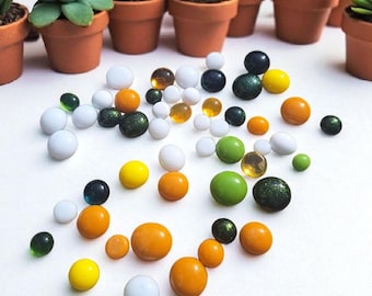 Spring Glass Cabochons – Handmade Fused Beads for Mosaics, Jewellery, Crafts, 50g Mixed Colours