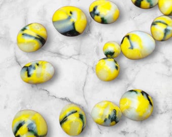 Fused Glass Cabochons - Yellow Green White Mix | COE 90 Mosaic & Jewellery Supplies 25g Pack