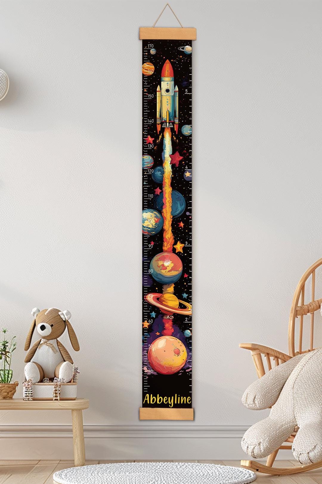 Personalized Space Rocket Growth Chart - Hanging Canvas Height Ruler ...