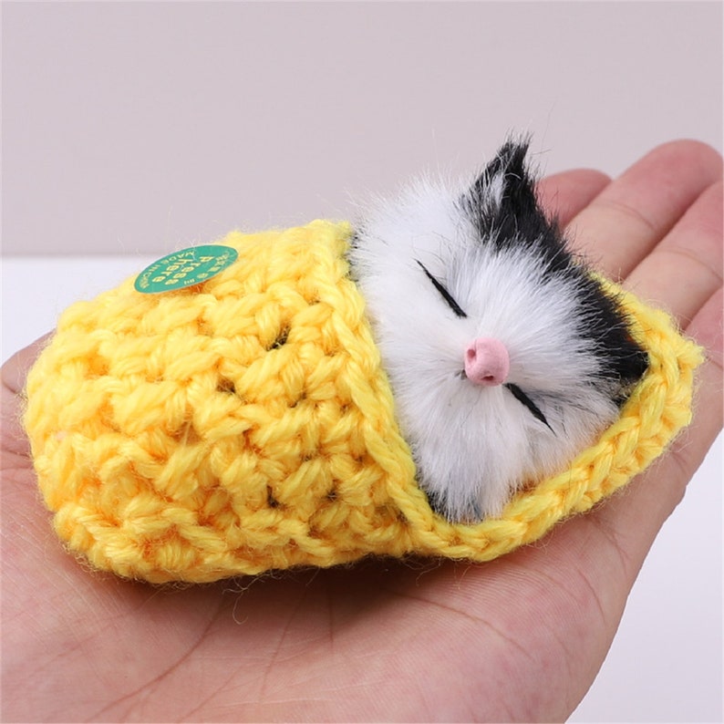 Sleeping Cats Doll Fluffy Mini Kittens With Meows Sounds Etsy