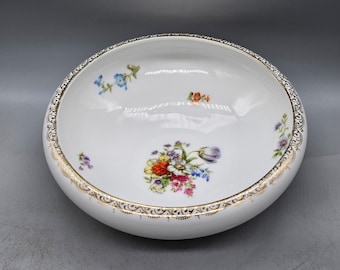 Vintage IT UNO "Favoriete" Beieren Duitsland Bowl met bloemen- en gouden decoraties | Vintage Duits porselein