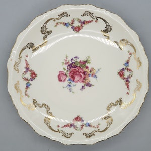 1900s Gebrüder Winterling (Boch Frères) Salad Plate With Gold & Floral Decorations | Vintage German Porcelain