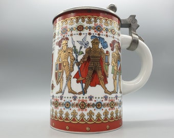 Vintage Elisabeth Liegl Porcelain Beer Stein &quot;Hamburg&quot; / &quot;Dumat&quot; | Vintage West German Pottery