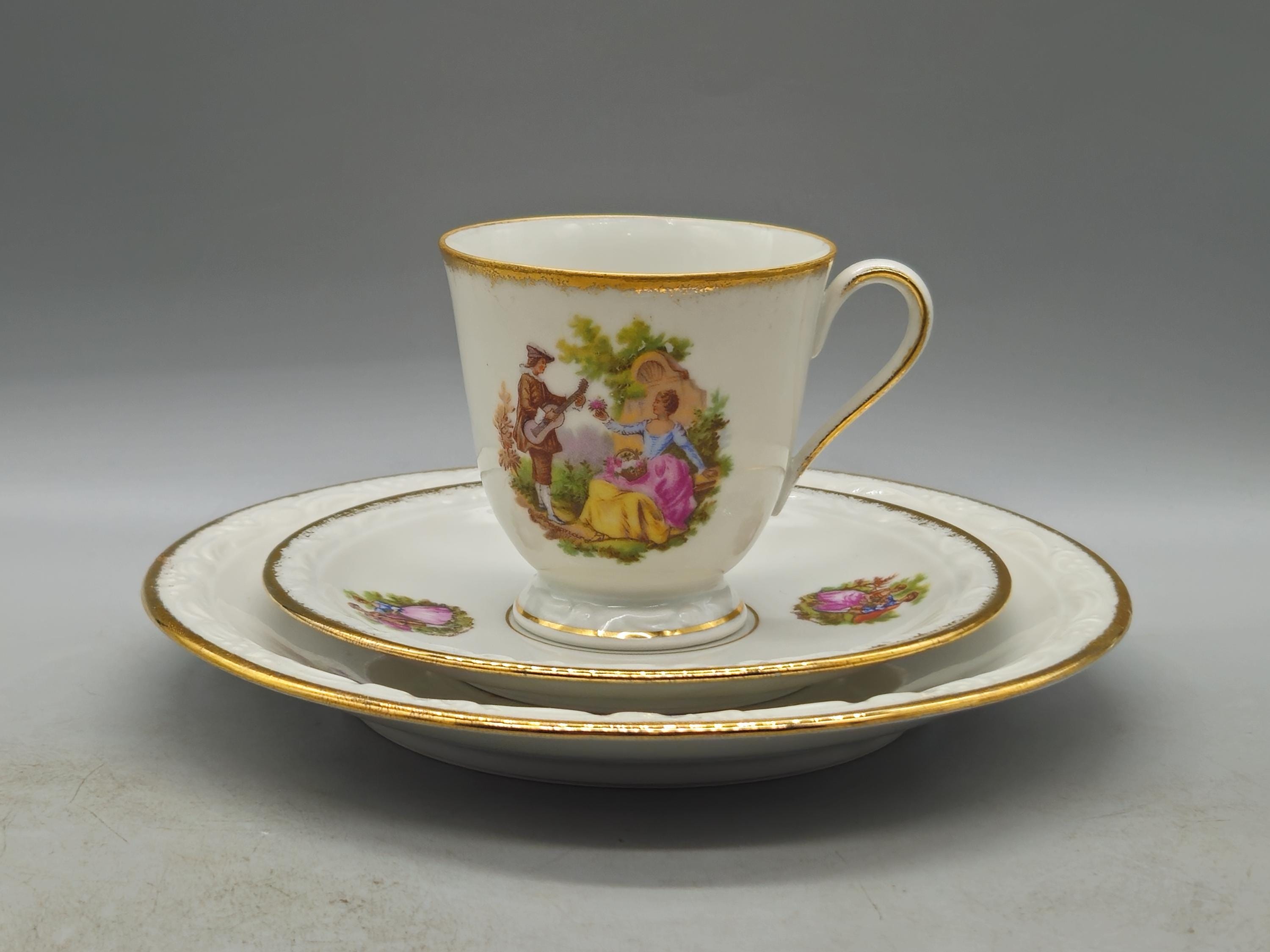 1940s Schwarzenhammer Bavaria Demitasse Cup, Saucer and Dessert
