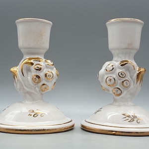 Pair of Vintage Signed Ceramic Candleholders