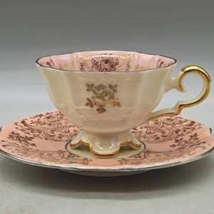 1940er Jahre Alboth & Kaiser Bavaria Porzellan-Tasse mit Untertasse Teller, Duo-Tee-Set | AL-KA Kunst | Vintage Keramik