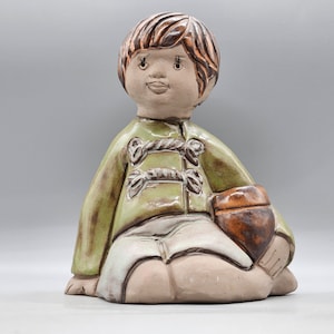 1960s Elbogen Keramik Sweden Handmade Ceramic Sculpture of a Boy | Vintage Scandinavian Pottery