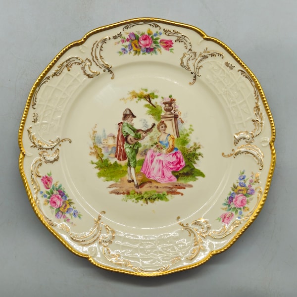 1940s Rosenthal Selb Germany "Sanssouci" Porcelain Dessert Plate With Floral & Gold Decorations | Vintage German Porcelain