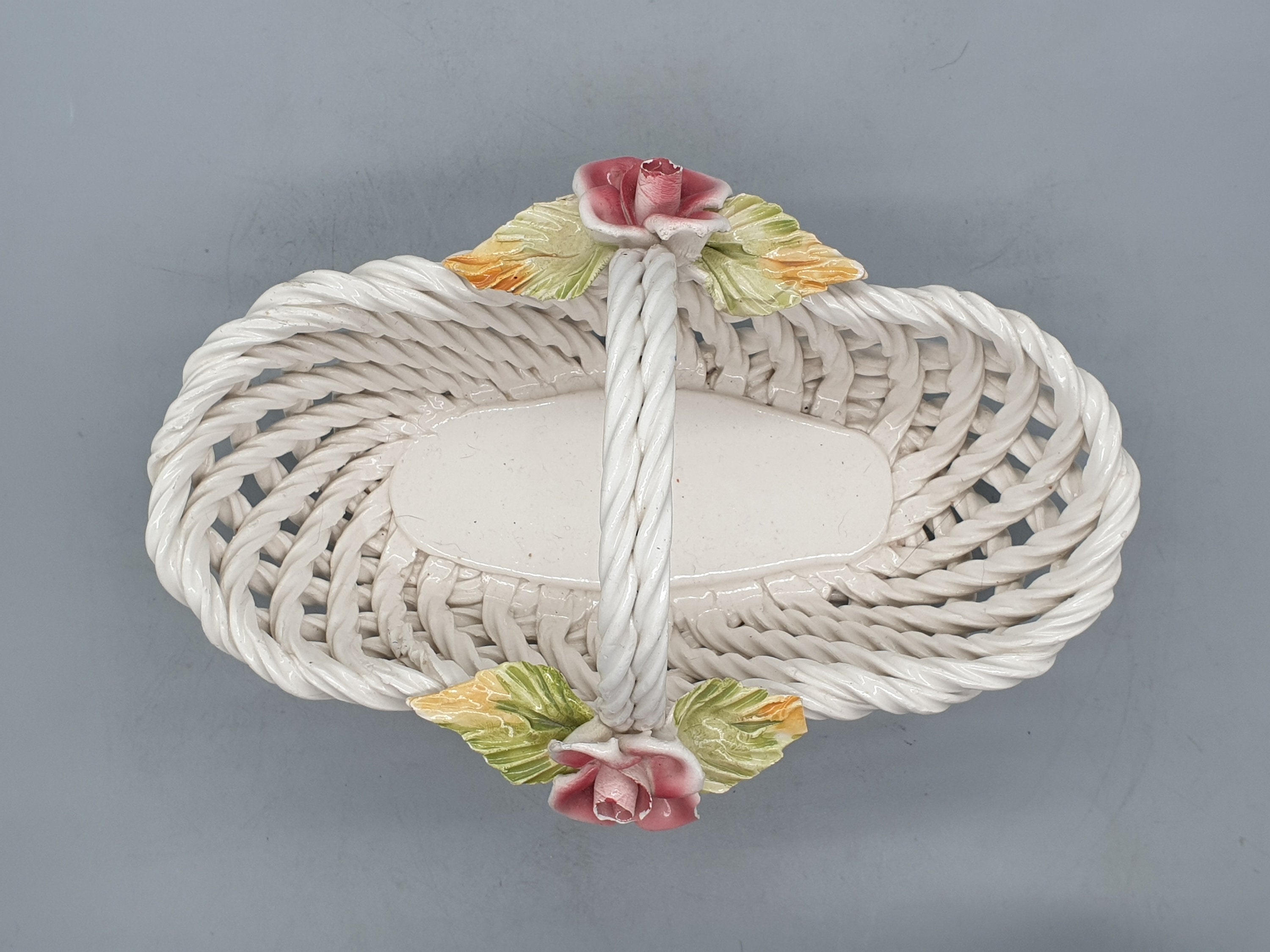 Vintage D. Bassano Italy Basket With Floral Decorations