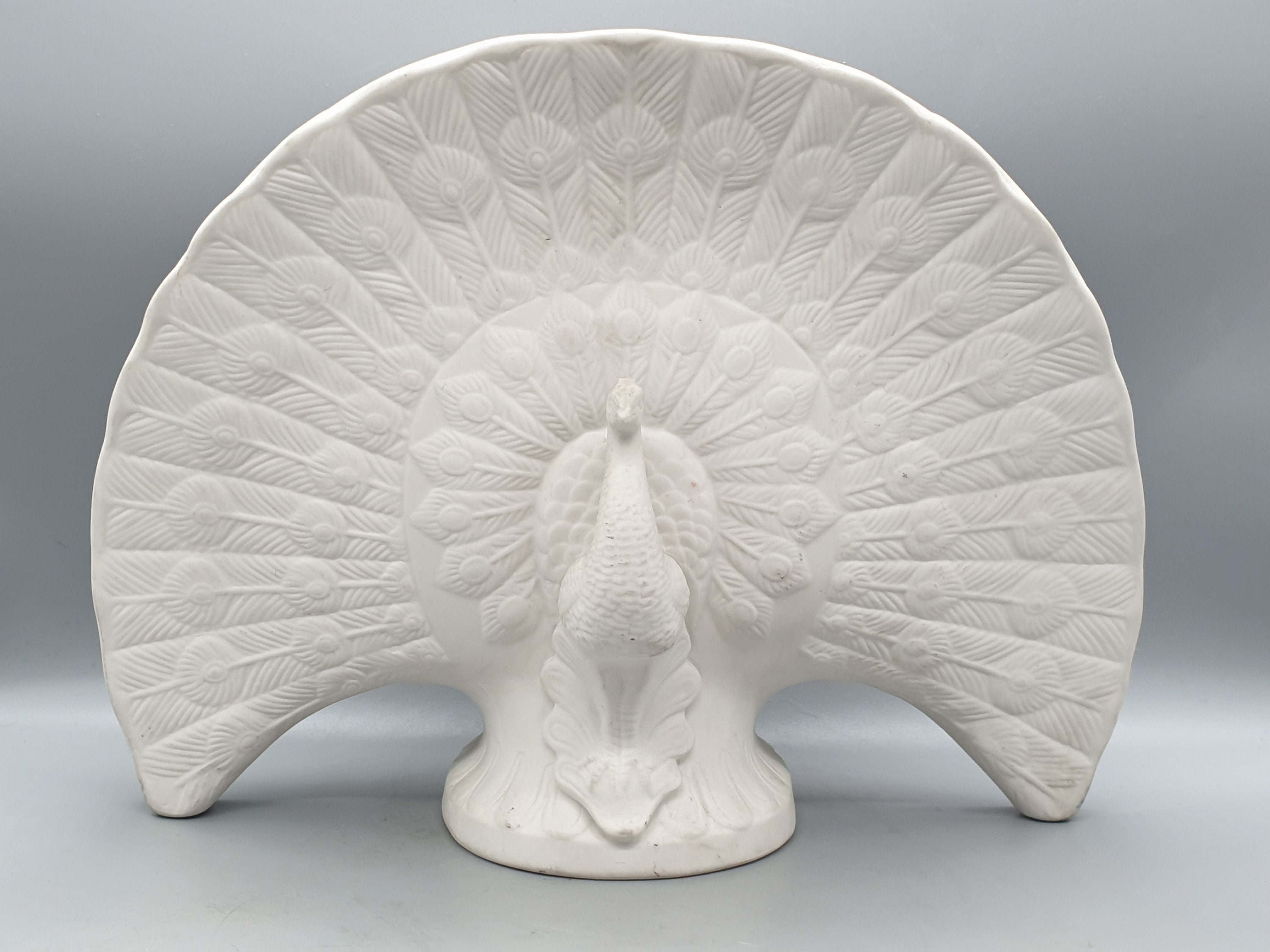 1970年代 リヤドロ スペイン製 素焼き 磁器 孔雀/クジャク 花瓶