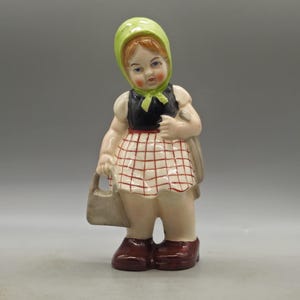 1920s Czechoslovakia Ceramic Girl Figurine | Vintage Czech Sculptures